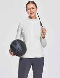 Thermo-Laufpullover für Damen, 1/4-Reißverschluss, Reithemden, lange Ärmel, mit Reißverschlusstaschen 
