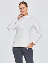 Women 1/4 Zip Shirts Fleece Lined with Zipper Pockets