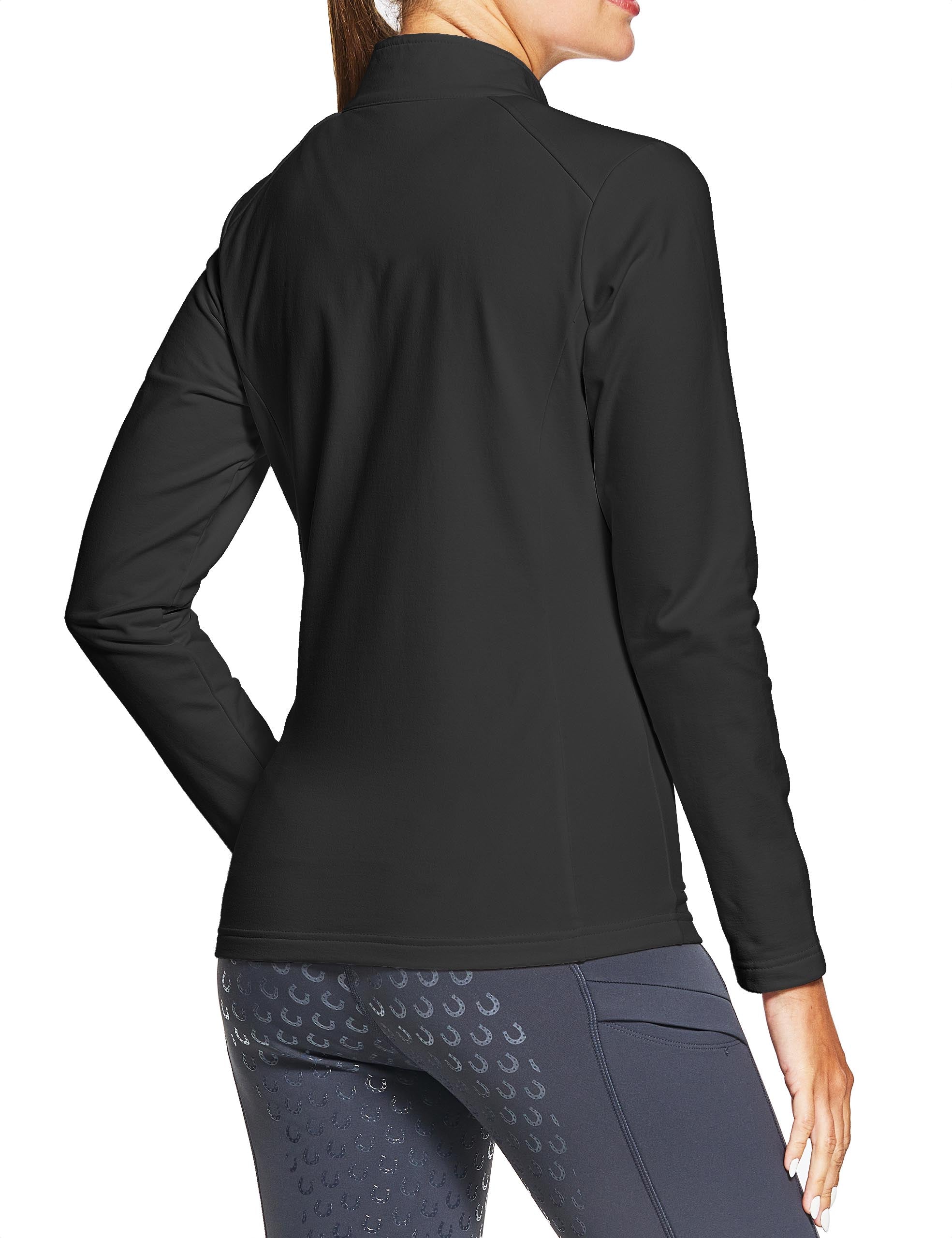 Jersey térmico para correr para mujer, camisas de equitación con cremallera de 1/4, manga larga con bolsillos con cremallera 