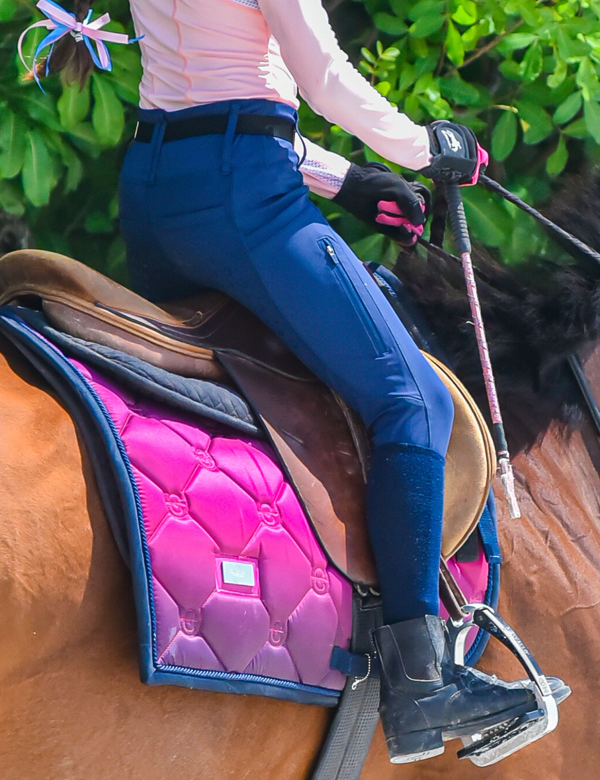 Mallas de equitación con asiento completo para niña, pantalones ecuestres de cintura alta, agarre de silicona 