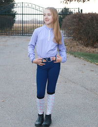 Girls Knee Patch Breeches Fleece Lined