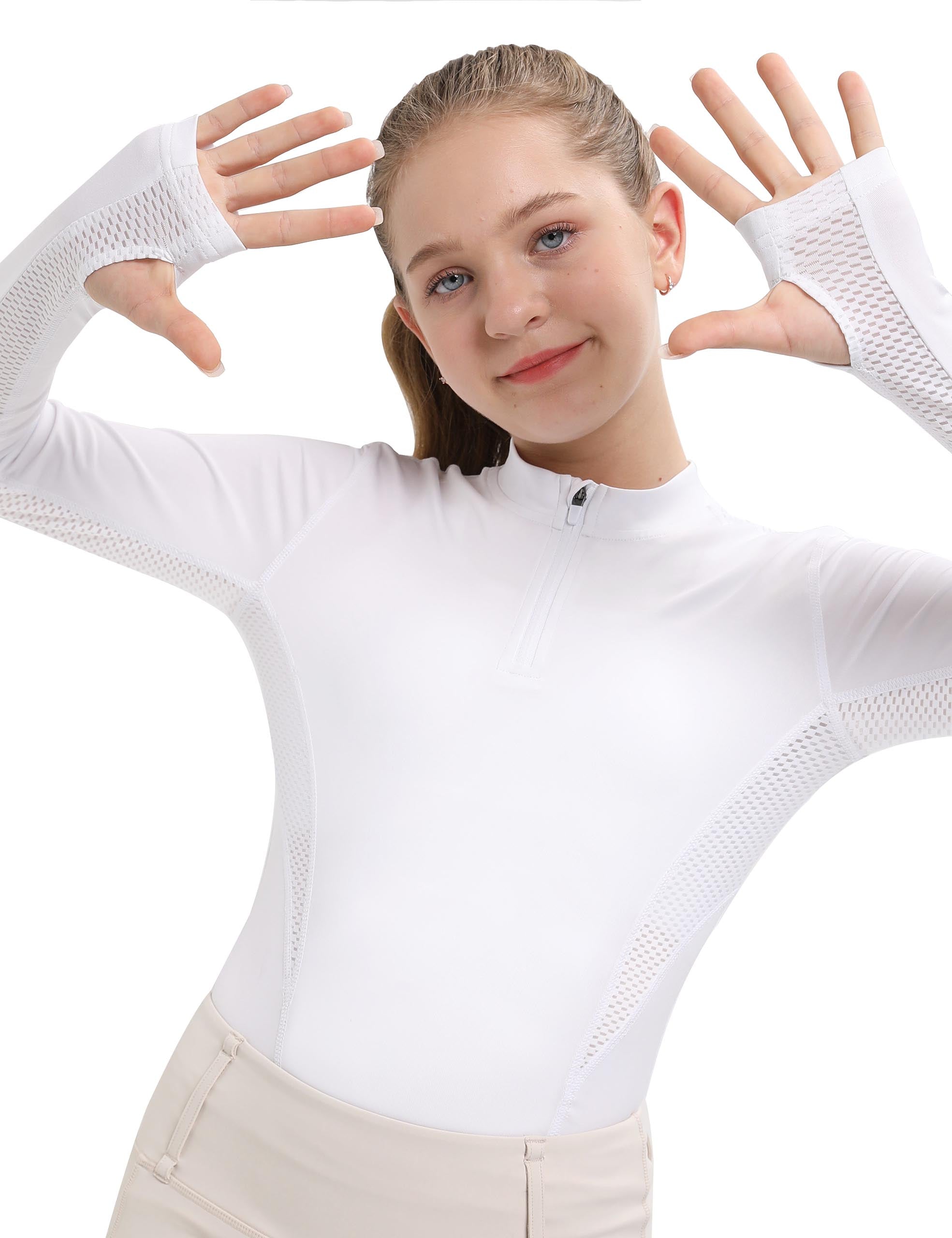 Girls Long Sleeves Shirts with Thumbholes