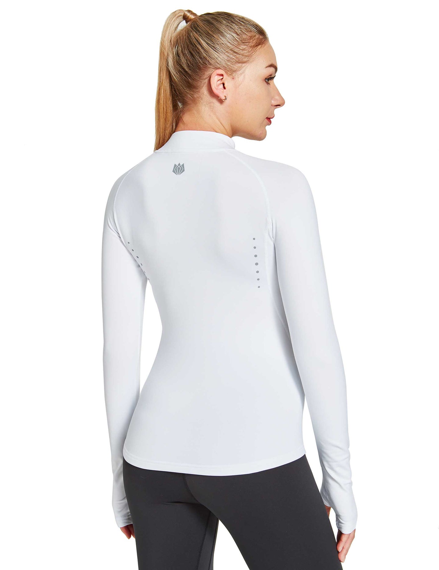 Langärmliges, mit Thermofleece gefüttertes Damen-Winter-Lauf-Sport-Skishirt mit Daumenlöchern 