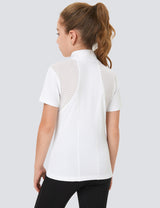 Girls T-shirts with Mesh Zip Collar