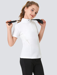 Girls T-shirts with Mesh Zip Collar